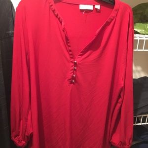 Red long sleeve New York & Company shirt